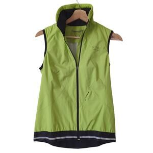 GORE Running Wear Vest Men's Small Windstopper Shell Neon Green Zip Pockets Bike